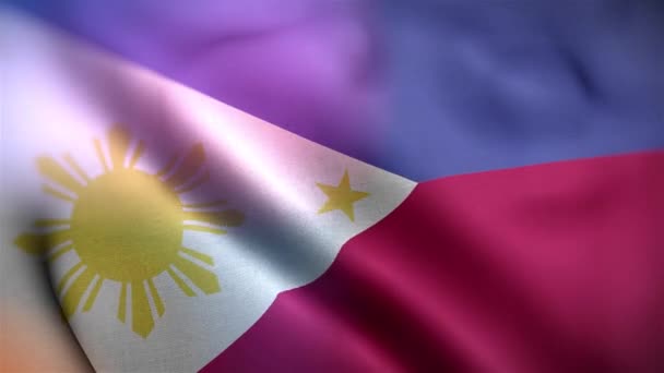 Διεθνής Σημαία Των Φιλιππίνων Phillipines Σημαία Απρόσκοπτη Closeup Κυματίζει Animation — Αρχείο Βίντεο