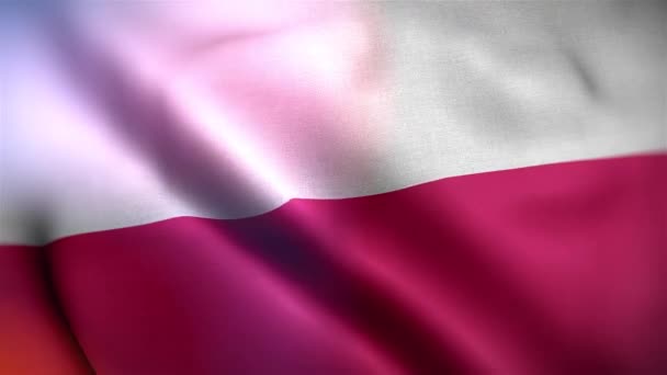 Bandera Internacional Polonia Polonia Bandera Inconsútil Primer Plano Ondeando Animación — Vídeo de stock