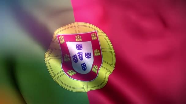 Portugals Internationella Flagga Portugal Flagga Sömlös Närbild Viftande Animation Datorgenererade — Stockvideo