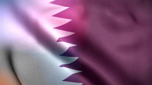 Międzynarodowa Flaga Kataru Katarska Flaga Płynna Animacja Machająca Zbliżeniem Komputer — Wideo stockowe