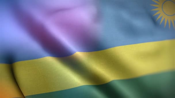 Mezinárodní Vlajka Rwandy Rwanda Vlajka Hladké Detailní Záběr Mávání Animace — Stock video