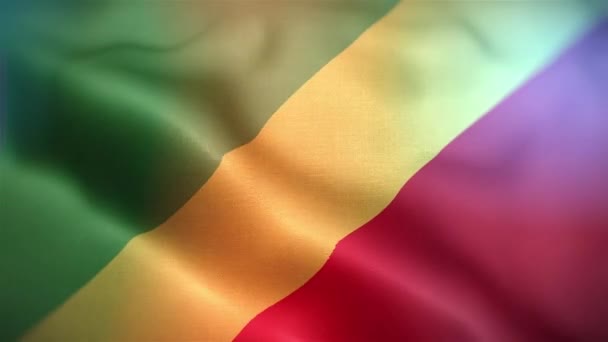 コンゴ共和国の国際旗 コンゴの共和国シームレスなクローズアップは アニメーションを振って コンゴフラグ共和国と呼ばれる 風に揺れる布の質感の旗の3Dアニメーション — ストック動画