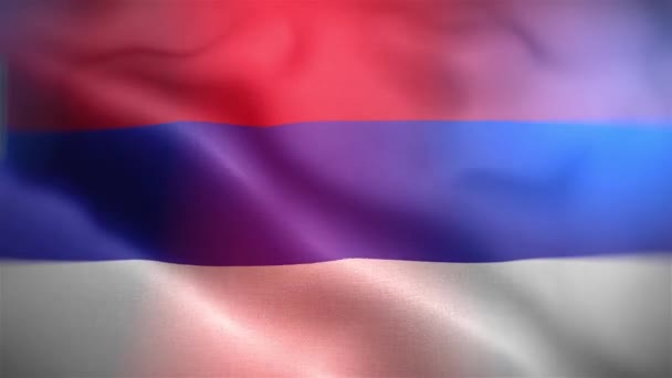 Srpska共和国的国旗 斯普斯卡共和国国旗无缝特写挥动动画 计算机生成的斯普斯卡共和国国旗 织物纹理旗在风中飘扬的3D动画 — 图库视频影像