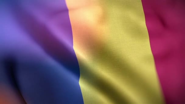 Bandeira Internacional Roménia Romênia Bandeira Sem Costura Closeup Acenando Animação — Vídeo de Stock