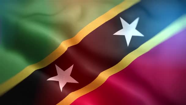 Flaga Międzynarodowa Saint Kitts Nevis Saint Kitts Nevis Flaga Płynne — Wideo stockowe
