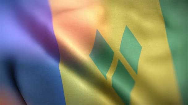 Saint Vincent Grenadine Szigetek Nemzetközi Lobogója Szent Vincent Grenadine Szigetek — Stock videók