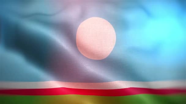 Sakha Republikens Internationella Flagga Sakha Republic Flagga Sömlös Närbild Viftande — Stockvideo