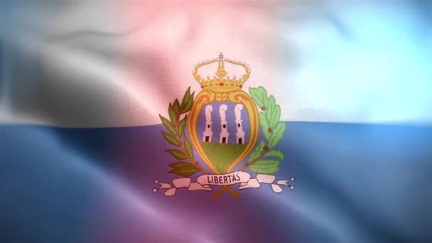 Bandeira Internacional San Marino San Marino Bandeira Sem Costura Closeup — Vídeo de Stock