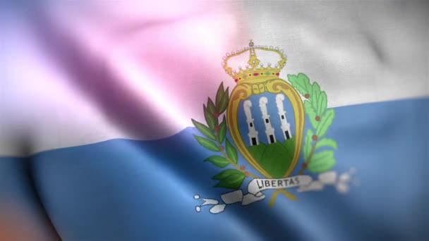 Uluslararası San Marino Bayrağı San Marino Bayrağı Kusursuz Yakın Plan — Stok video