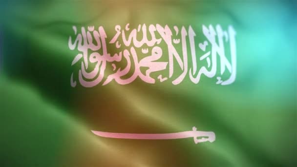 Міжнародний Прапор Саудівської Арабії Саудівська Арабія Прапорець Вітрила Розмахуючи Анімацією — стокове відео
