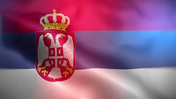 Szerbia Nemzetközi Zászlaja Szerbia Zászló Zökkenőmentes Közelkép Integető Animáció Számítógép — Stock videók