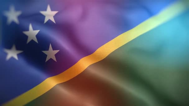 Salamon Sziget Nemzetközi Zászlaja Solomon Island Zászló Zökkenőmentes Közelkép Integető — Stock videók