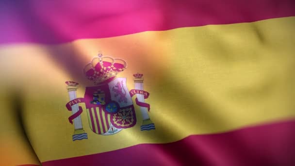 Spaniens Internationella Flagga Spanien Flagga Sömlös Närbild Viftande Animation Datorgenererade — Stockvideo