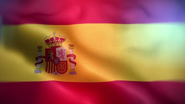 Международный Флаг Испании Флаг Испании Плавный Крупный План Размахивая Анимацией — стоковое видео