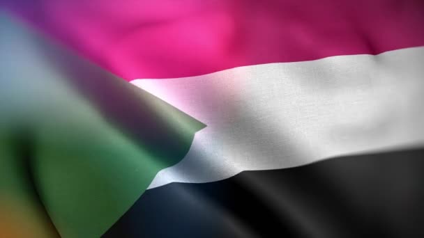 Bandera Internacional Sudán Sudán Bandera Inconsútil Primer Plano Ondeando Animación — Vídeos de Stock