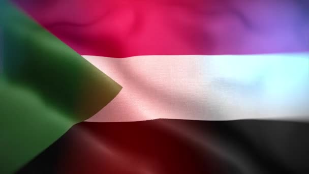 苏丹国际国旗 苏丹国旗无缝特写挥动动画 计算机生成的苏丹国旗 织物纹理旗在风中飘扬的3D动画 — 图库视频影像