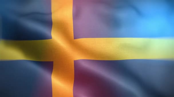 Mezinárodní Vlajka Švédska Švédsko Vlajka Hladké Detailní Záběr Mávání Animace — Stock video