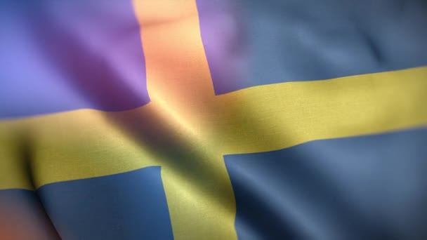 Bandeira Internacional Suécia Bandeira Suécia Sem Costura Closeup Acenando Animação — Vídeo de Stock