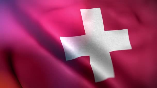 Schweiz Internationella Flagga Schweiz Flagga Sömlös Närbild Viftande Animation Datorgenererade — Stockvideo