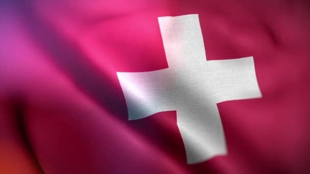 Schweiz Internationella Flagga Schweiz Flagga Sömlös Närbild Viftande Animation Datorgenererade — Stockvideo