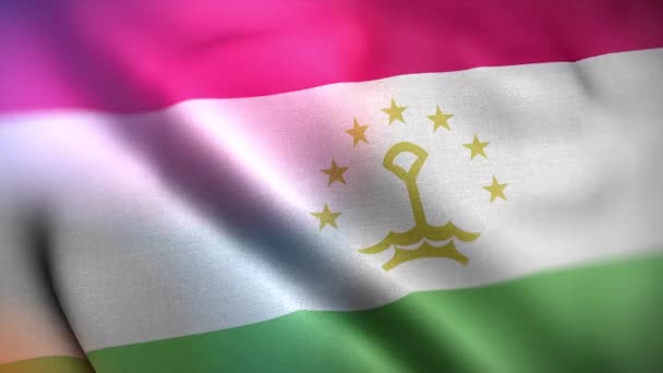 Международный Флаг Таджикистана Таджикистан Плавно Машет Анимацией Крупным Планом Созданный — стоковое видео