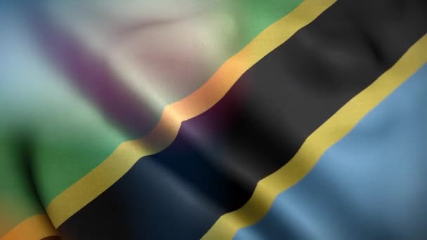 Bandera Internacional Tanzania Tanzania Bandera Inconsútil Primer Plano Ondeando Animación — Vídeos de Stock