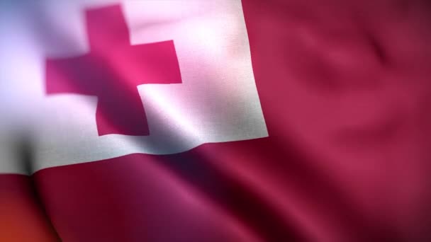 Bandera Internacional Tonga Tonga Bandera Inconsútil Primer Plano Ondeando Animación — Vídeo de stock