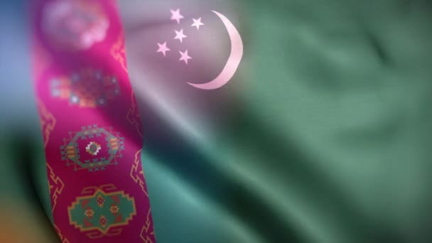 Turkmenistans Internationella Flagga Turkmenistan Flagga Sömlös Närbild Viftande Animation Datorgenererade — Stockvideo