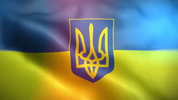 乌克兰的国旗 乌克兰国旗无缝特写挥动动画 电脑制造了乌克兰国旗 织物纹理旗在风中飘扬的3D动画 — 图库视频影像