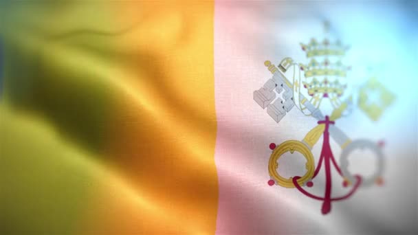 Vatikan Uluslararası Bayrağı Kutsal Deniz Vatikan Kutsal Deniz Bayrağı Dikişsiz — Stok video