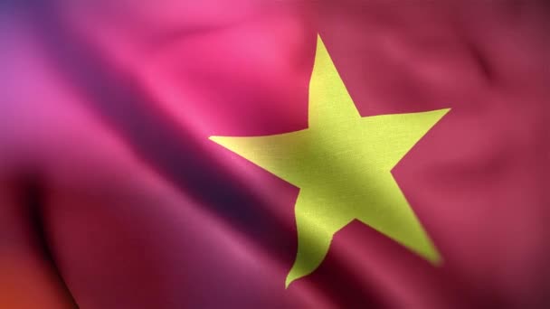 Międzynarodowa Flaga Wietnamu Flaga Wietnamu Płynna Animacja Machająca Zbliżeniem Komputer — Wideo stockowe