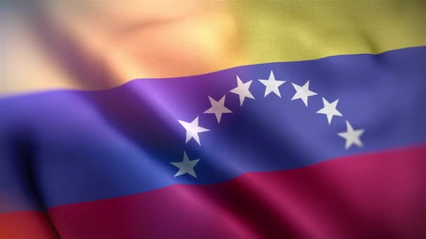 委内瑞拉的国旗 委内瑞拉国旗无缝特写挥动动画 电脑制造的委内瑞拉国旗 织物纹理旗在风中飘扬的3D动画 — 图库视频影像