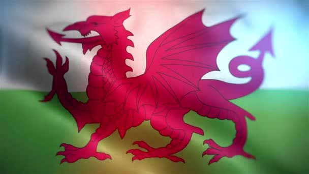 웨일스의 웨일스에서는 솔기없는 폐쇄와 흔들어 애니메이션에 깃발을 그린다 컴퓨터가 웨일스 — 비디오