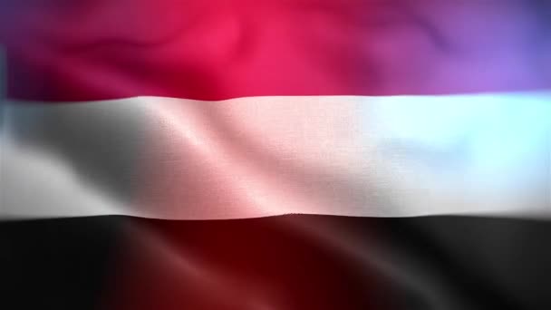 Międzynarodowa Flaga Jemenu Jemeńska Flaga Płynna Animacja Machająca Zbliżeniem Komputer — Wideo stockowe