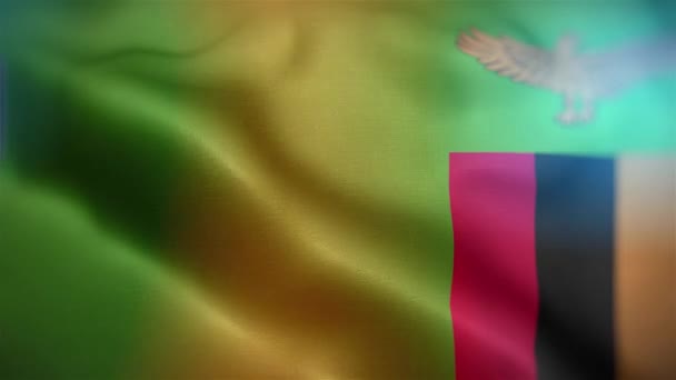 Bandera Internacional Zambia Zambia Bandera Inconsútil Primer Plano Ondeando Animación — Vídeo de stock