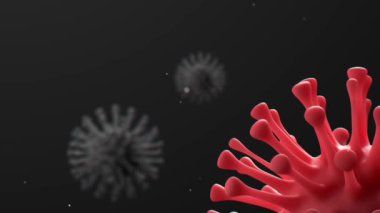 Kırmızı Virüs animasyon arka planı. Coronavirus 2019-nCov romanı Coronavirus konsepti. Metin, başlık, video ve animasyon için 3D animasyon virüs arka planı. Omicron sars cov-2 romanı Coronavirus 2021. Grip virüsünün 3 boyutlu mikroskop görüntüsü.