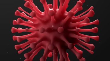 Kırmızı Virüs animasyon arka planı. Coronavirus 2019-nCov romanı Coronavirus konsepti. Metin, başlık, video ve animasyon için 3D animasyon virüs arka planı. Omicron sars cov-2 romanı Coronavirus 2021. Grip virüsünün 3 boyutlu mikroskop görüntüsü.