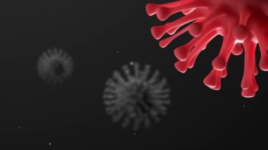 Kırmızı Virüs animasyon arka planı. Coronavirus 2019-nCov romanı Coronavirus konsepti. Metin, başlık, video ve animasyon için 3D animasyon virüs arka planı. Omicron sars cov-2 romanı Coronavirus 2021. Grip virüsünün 3 boyutlu mikroskop görüntüsü.