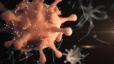 Coronavirus covid-19 'un 3 boyutlu mikroskop görüntüsü. Coronavirus 2019 sars nCov-1 roman Coronavirus kavramı covid. Omicron sars cov-2 romanı Coronavirus 2021. Metin, başlık, canlandırma için 3d canlandırılmış kırmızı renk virüsü arkaplanı