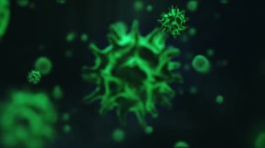 Coronavirus covid-19 'un 3 boyutlu mikroskop görüntüsü. Coronavirus 2019 sars nCov-1 roman Coronavirus kavramı covid. Omicron sars cov-2 romanı Coronavirus 2021. Metin, başlık, canlandırma için 3d canlandırılmış kırmızı renk virüsü arkaplanı