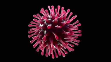 Coronavirus covid-19 'un 3 boyutlu mikroskop görüntüsü. Coronavirus 2019 sars nCov-1 roman Coronavirus kavramı covid. Omicron sars cov-2 romanı Coronavirus 2021. Metin, başlık, canlandırma için 3d canlandırılmış kırmızı renk virüsü arkaplanı