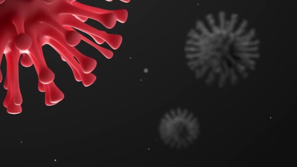 赤いウイルスのアニメーションの背景 コロナウイルス2019 Ncov小説コロナウイルスの概念 テキスト タイトル ビデオ およびアニメーション用の3Dアニメーションウイルスの背景 Omicron Sars Cov — ストック動画