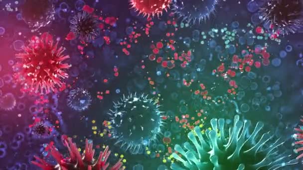 Mikroskop Ansicht Der Virtuellen Animierten Darstellung Des Coronavirus Covid Coronavirus — Stockvideo