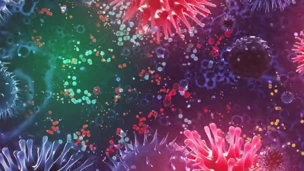 Microscopio Visualizzazione Della Rappresentazione Animata Virtuale Del Coronavirus Covid Coronavirus — Video Stock