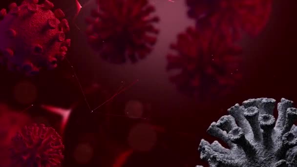 Mikroskop View Virtual Animerad Representation Coronavirus Covid Coronavirus 2019 Sars — Stockvideo