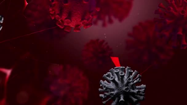 Μικροσκόπιο Προβολή Εικονικής Κινούμενης Αναπαράστασης Του Covid Του Coronavirus Coronavirus — Αρχείο Βίντεο