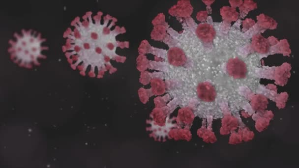 3D顕微鏡コロナウイルスの仮想アニメーション表現の表示Covid コロナウイルス2019は Ncov 1の新しいコロナウイルスの概念をCovidします Omicron Sars Cov New Coronavirus 2021 — ストック動画