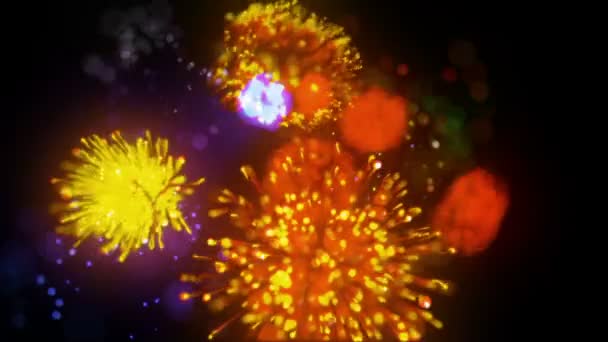 Sfondo Fuochi Artificio Creati Digitalmente Spettacolo Fuochi Artificio Festa Dei — Video Stock