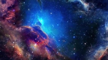 Uzay Bulutsusu bilim geçmişi. Büyük yıldız kümelerinin ve galaksilerin içinden uç. Nebula Yıldızlı uzay arka planı. Nebula Alanı arkaplanı