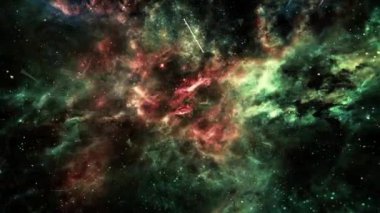 Nebula ve galaksiler uzayda. Kozmik tozla kaplı yıldızlı gökyüzü. Gökyüzündeki uzay yıldızı. Yıldız kümeleri, gaz bulutları, nebula, yıldız alanı, dış uzay arkaplanı. Sanatçı oluşturuldu.